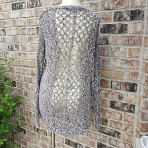 Auguka Fishnet Long-sleeves Round-Neck Sweater S